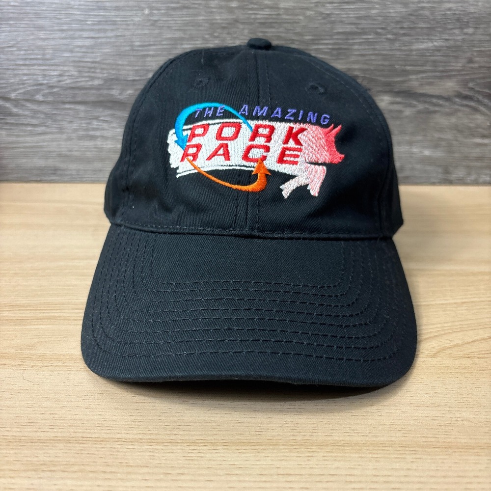 The Amazing Pork Race Hat Cap Strap Back Black One Size Adjustable